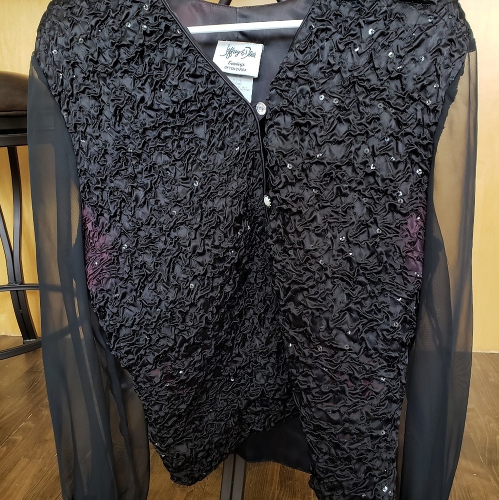 VINTAGE Jeffrey & Dara EVENING TOP / Black Satin C